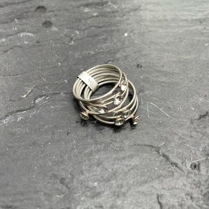 Sterling silver diamond ring set sz 3.5